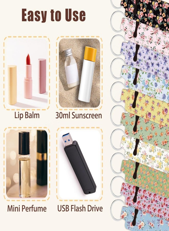 GLASSWINDS 50 Pcs Flower Chapstick Holder Key Chain, Lipstick & Lip Balm Keychain with Metal Ring, Portable Neoprene Lip Gloss Holder Keychain Travel Essential, Pocket Inspirational Gift for Women - Image 4